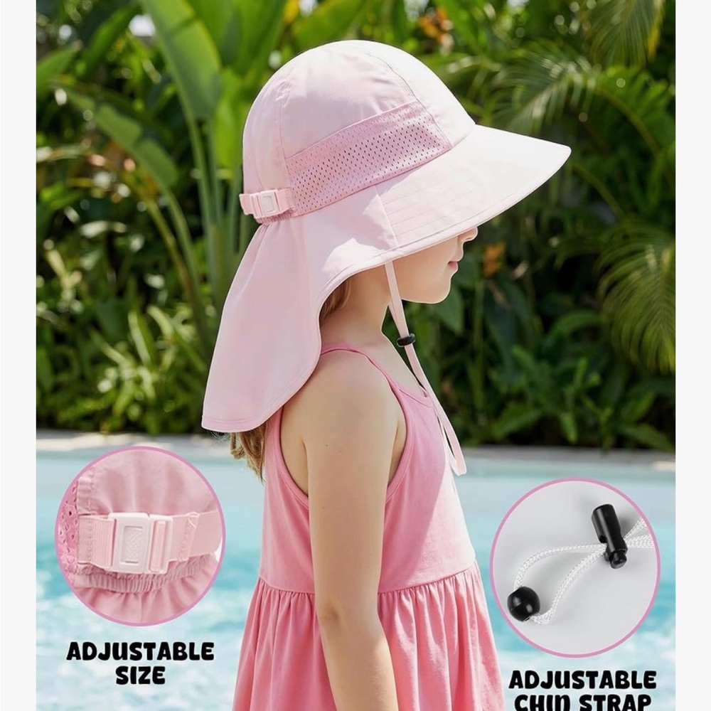Girls' Sun Hat with Neck Flap - Pink